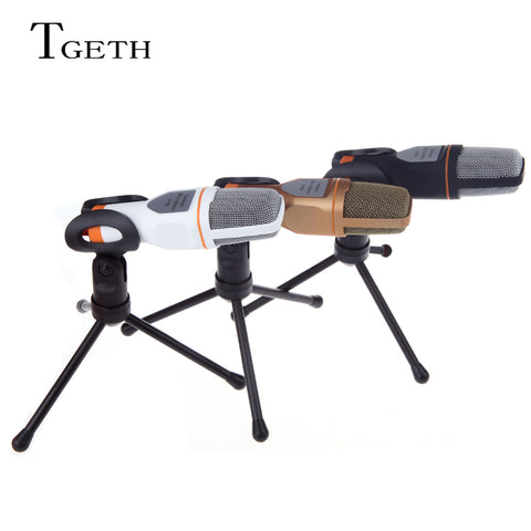 TGETH 3.5mm Audio Wired Stereo Condenser SF-666 Microphone With Holder Stand Clip - Hydra PC